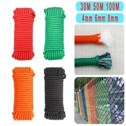 4-8mm Outdoor Colorful Nylon Hand-Woven Rope Tent Canopy Wind Rope Clothesline Bundled Rope Swing Sling Rope Camping Tools