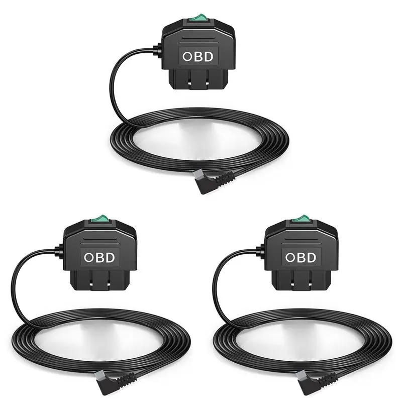 

3X комплект жестких проводов OBD для видеорегистратора, комплект жестких проводов USB Type C для камеры OBD с кабелем питания для видеорегистратора 12-24 В до 5 В/3 А