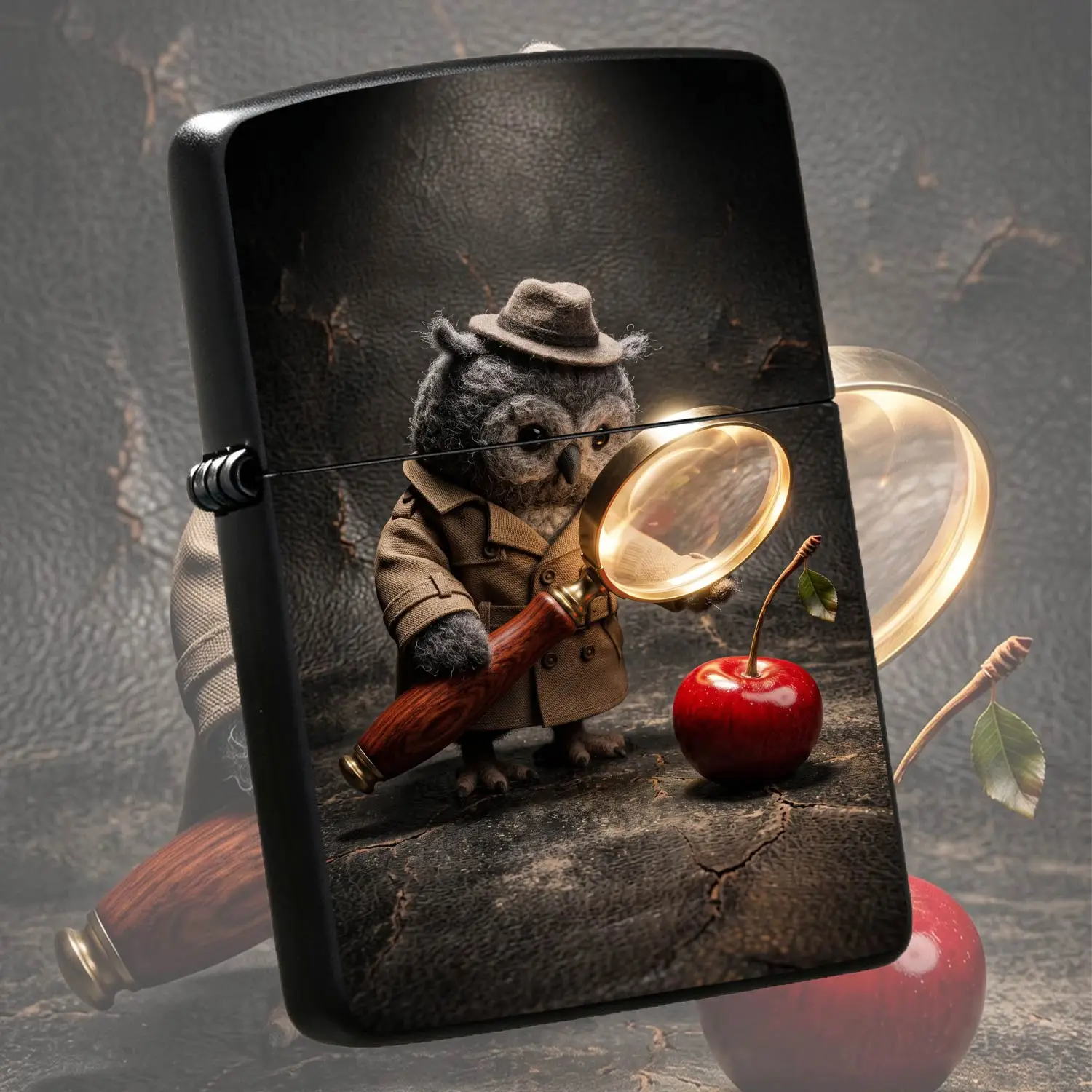 Creative Detective Owl Magnifying Glass Print Lighter, Retro Exquisite Fun Decor Accessory, Suitable for All Daily Scenarios, Ideal Unique Practical Gift for Friends and Collectors, Stylish Porta A Humorous And Interesting Lighter
