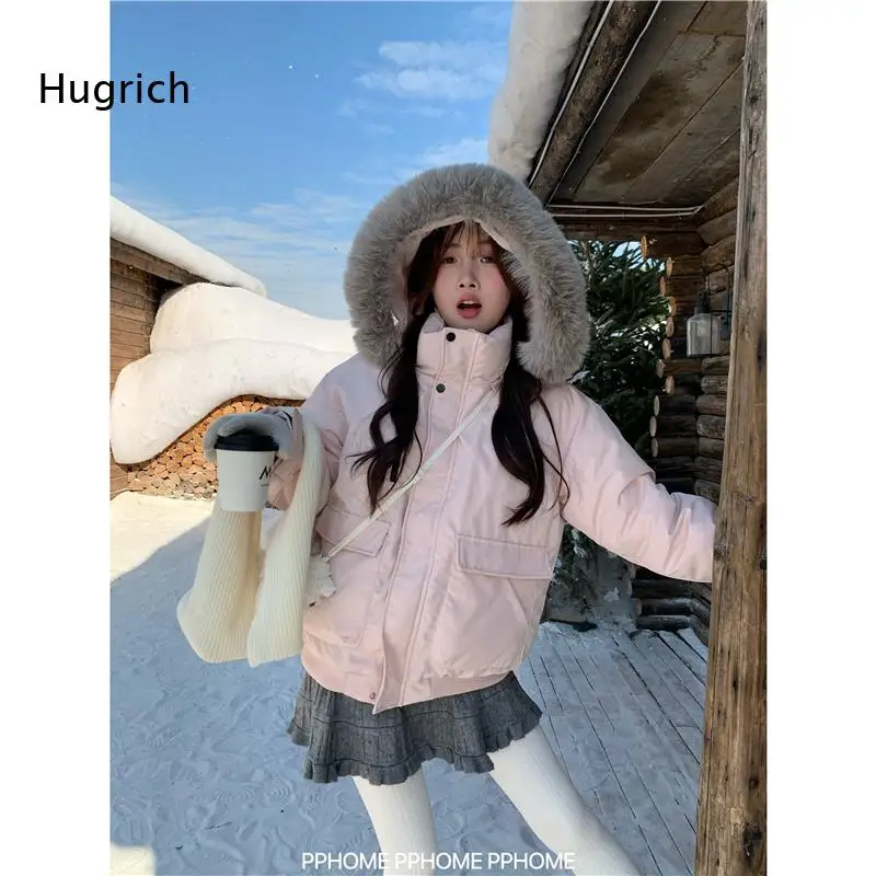 Women's Winter Puffer Jacket with Large Fur Hood Warm Thickened Down Coat Loose Fit Casual Snow Parka Outerwear for Cold Weathe
