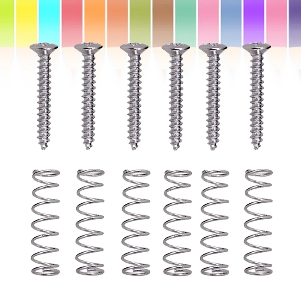 

Pack of 6 Electric Guitar Single Coil Pickup Screws with Springs (Silver) pickup screws guitar pickup screws and springs