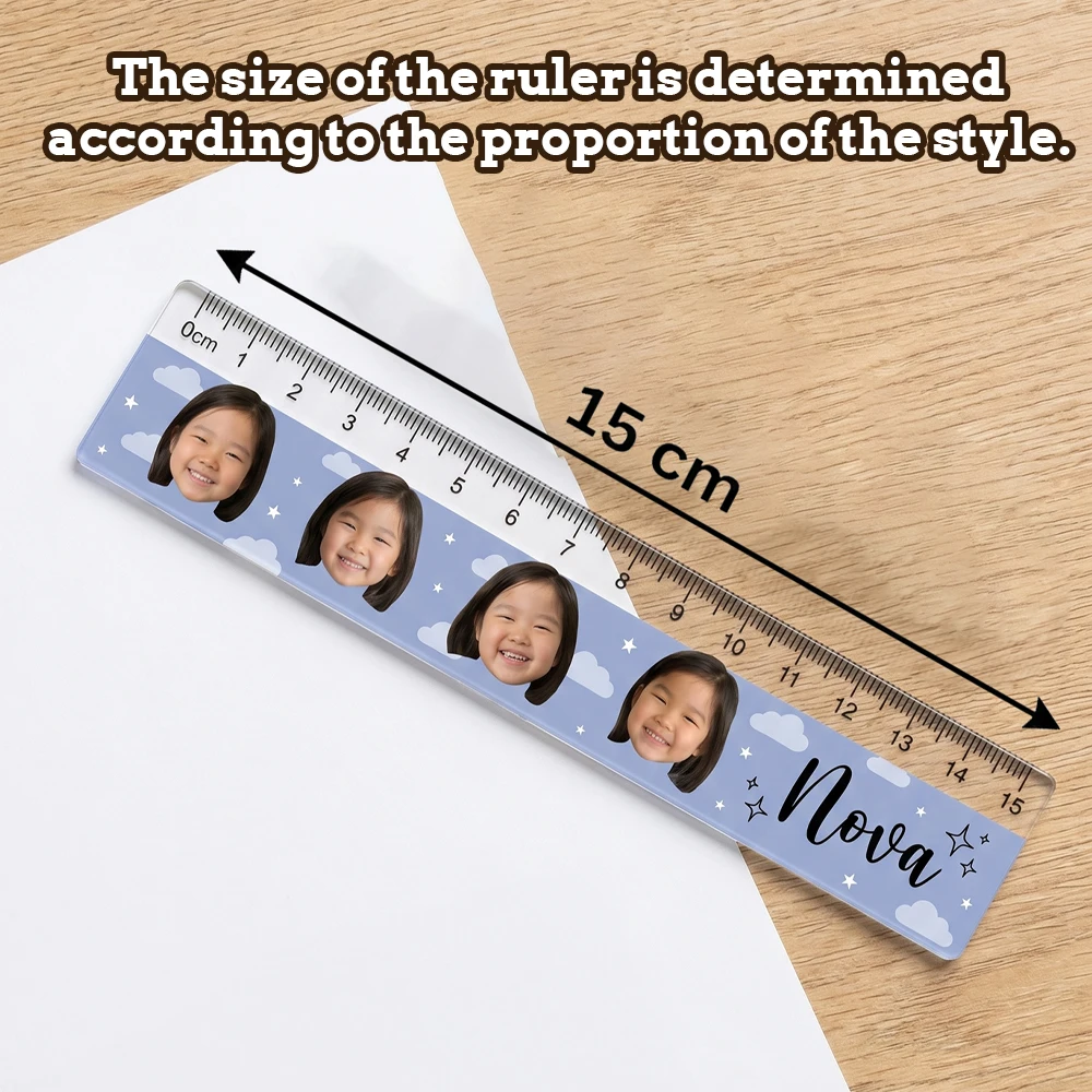 Personalized Custom Photo Name Acrylic Straight Ruler,Cute Color,Back To School,First Day Of School Gift,Drawing Stationery