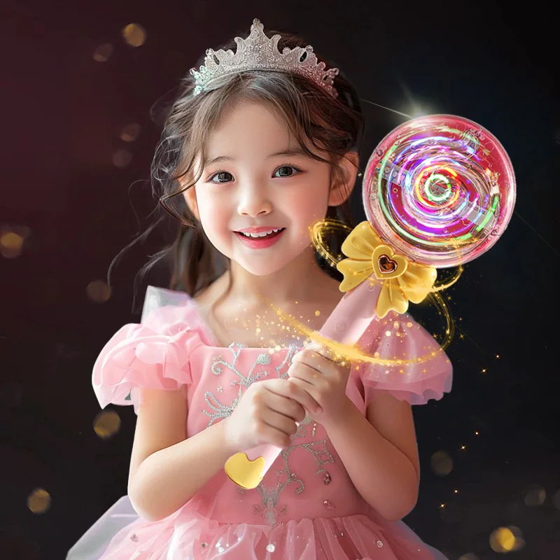 Lollipop Magic Wand Girl Princess Flash Wand Glowing Sound Effect Fantasy Fairy Stick Cartoon Flash Wand Children's Toys Gift