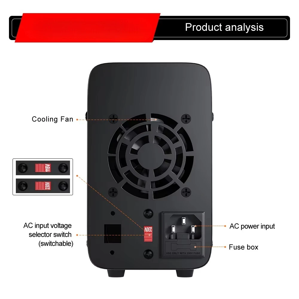 WPS1203H 120V 3A China Factory Black Constant Voltage Adjustable DC Variable Regulator Power Supply for Phone Repairing