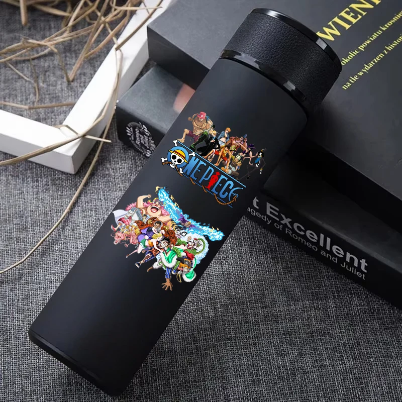 One Piece 304 Stainless Steel Thermos Cup Pattern Luffy Roronoa Zoro Action Figure High Capacity 500ML Drinking Water Bottle view 3