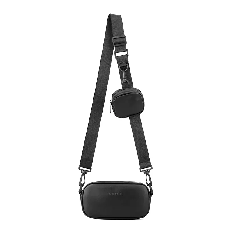 

New Black Mini Crossbody Leather Bag for Men's Personalized Mobile Phone Chest Bag for Women's High-end Single Shoulder Bag