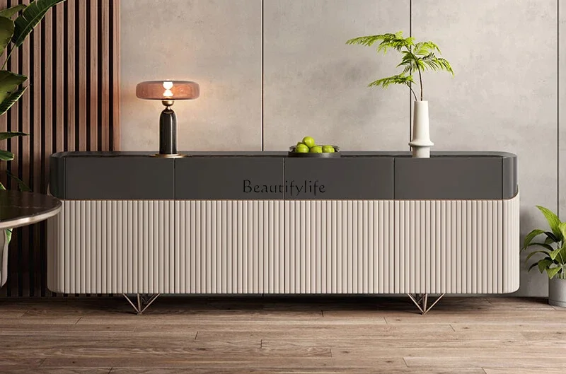 

Italian minimalist rock slab door cabinet modern light luxury high-end living room partition decorative cabinet