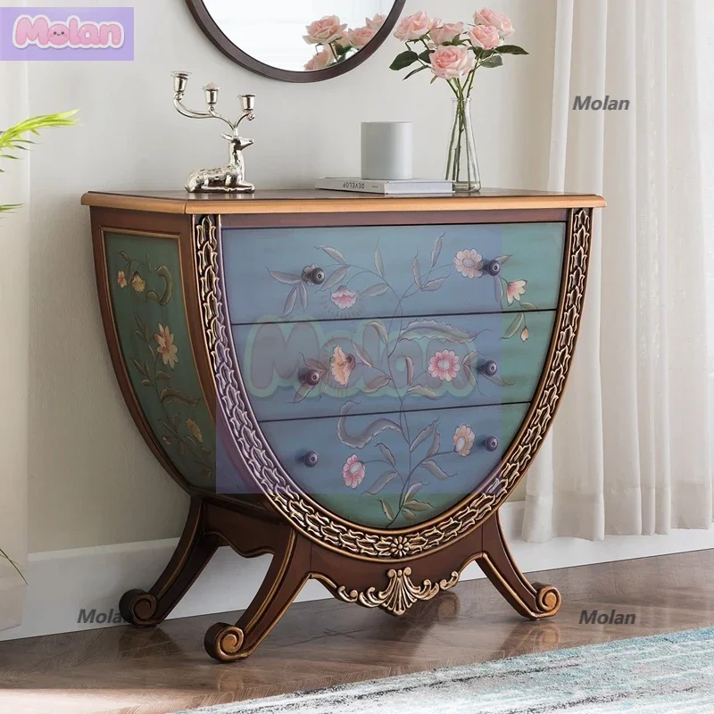 

European-style entrance cabinet, American-style aisle cabinet, chest cabinet, painted solid wood decorative cabinet