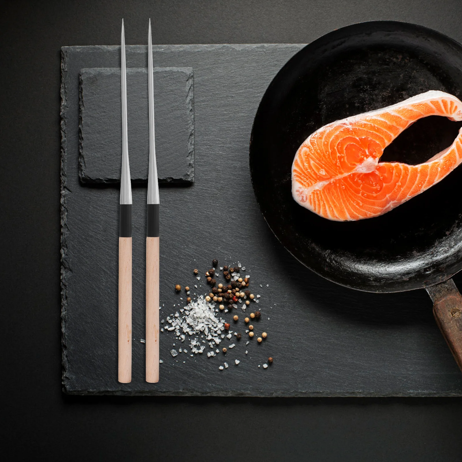 

2Pcs Stainless Steel Japanese Pointed Chopsticks for Sushi Chef Cooking Long Reusable Tableware Silver Plating