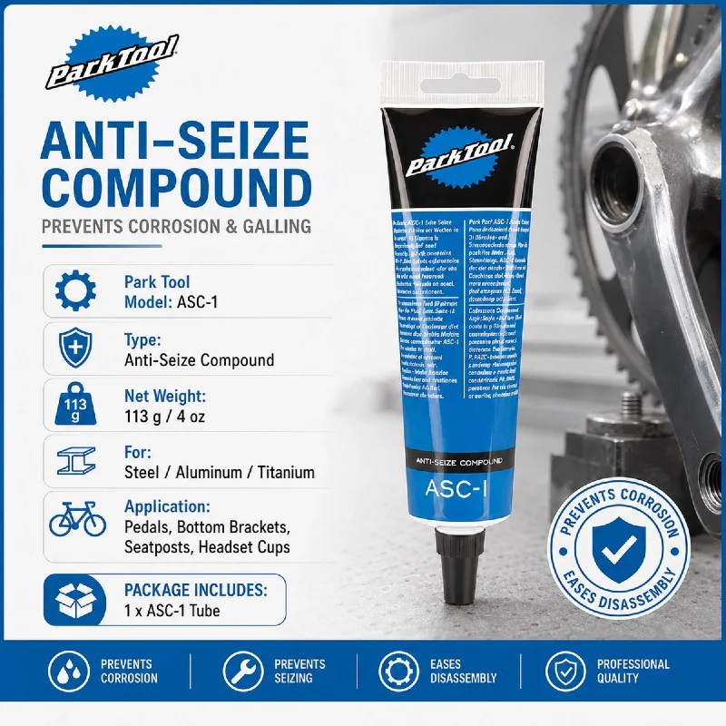 Park Tool ASC-1 Anti-Seize Compound 113g Bicycle Assembly Grease for Pedal Bottom Bracket Seatpost Steel Aluminum Titanium