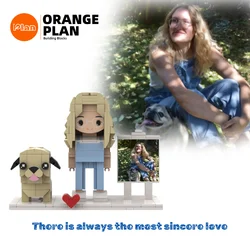Orange custom building block figures personalized mini dolls and pets 1 person per set small particle photo
