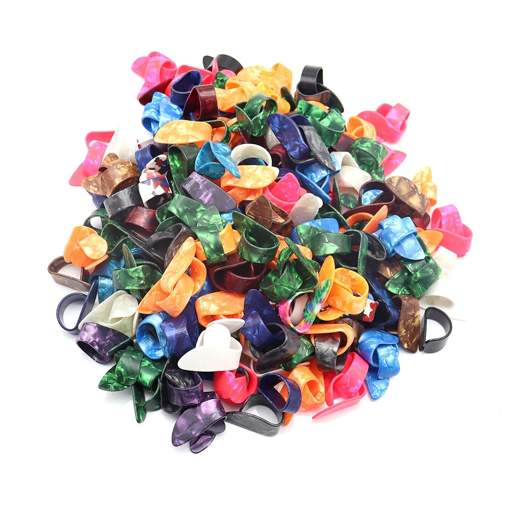 50pcs/100pcs Celluloid Guitar Thumb Finger Picks Thumb Picks Finger Picks Flat Thumb picks Color Random