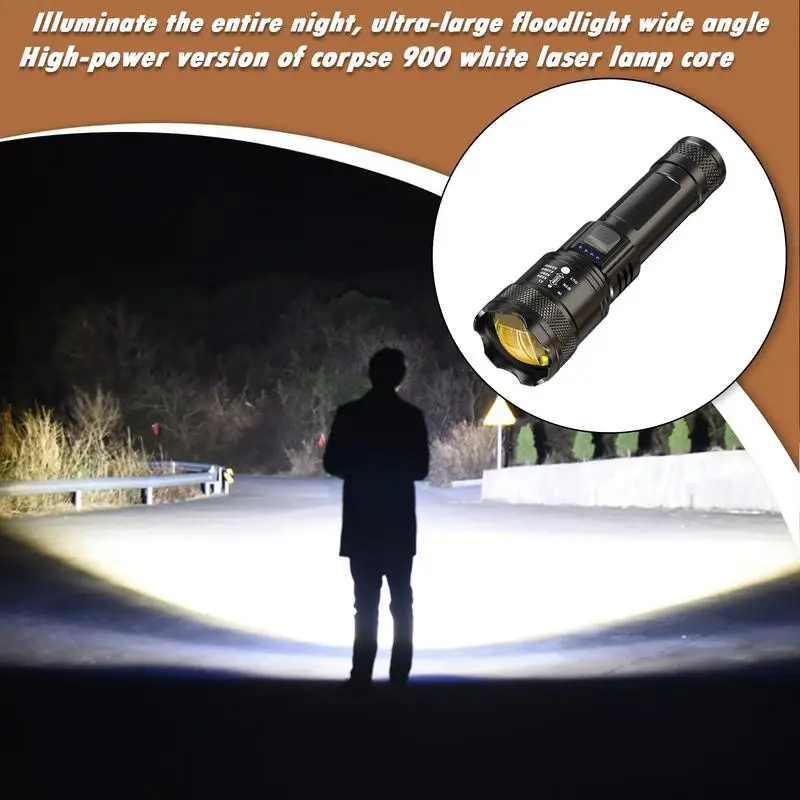 Lanterna LED Lanterna de acampamento com zoom recarregável Flash Lights Tocha 3 modos 250000   Lumens altos à prova d'água para camping