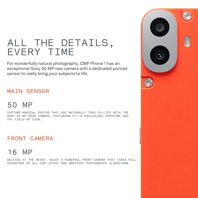 الإصدار العالمي لهاتف CMF 1 الذكي 50 ميجابكسل كاميرا خلفية سوني 6.67 بوصة 120 هرتز شاشة Super AMOLED LTPS MediaTek Dimensity 7300 5G #5