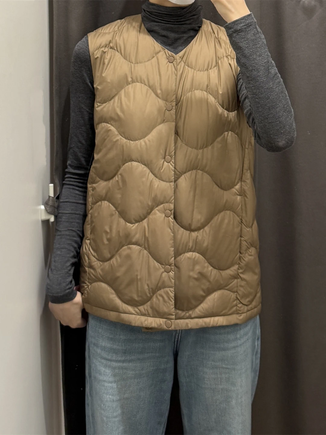 

Portable Lightweight down Vest Arc Stitching Men's Women's Autumn Winter Faion Ci Sle Du down Pure Color Casual Vest