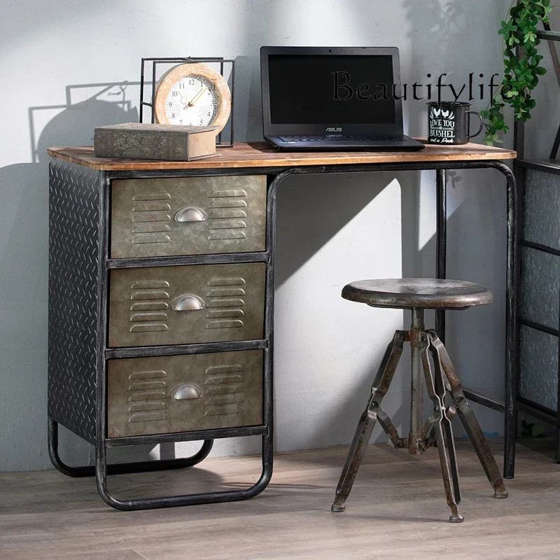 American industrial style retro nostalgic wrought iron simple store balcony courtyard  decoration writing office computer desk