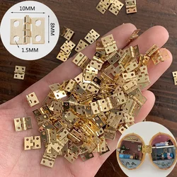 60Pcs/lot 8x10mm Copper Super Mini Folding Hinge Wooden Jewelry Box Hinge Fittings Dollhouse Wood Door Butt Hinge Hardware Nail