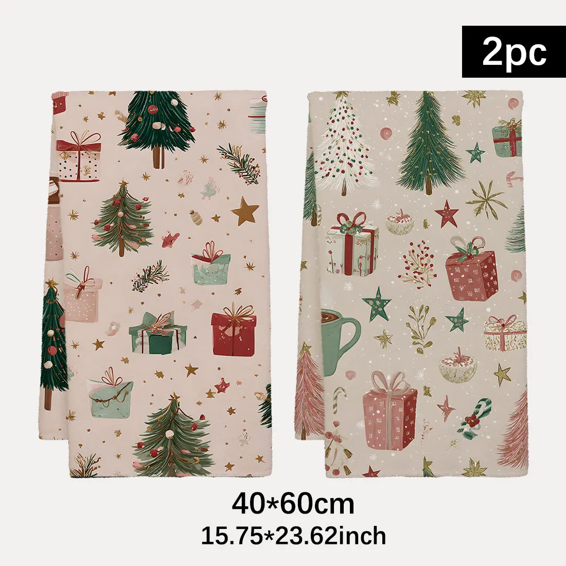 

40x60 см Рождественское бесшовное чайное полотенце Кухонная тряпка для мытья посуды Рождественский узор Елка Трость Чистящая ткань Подарок Рождественский декор