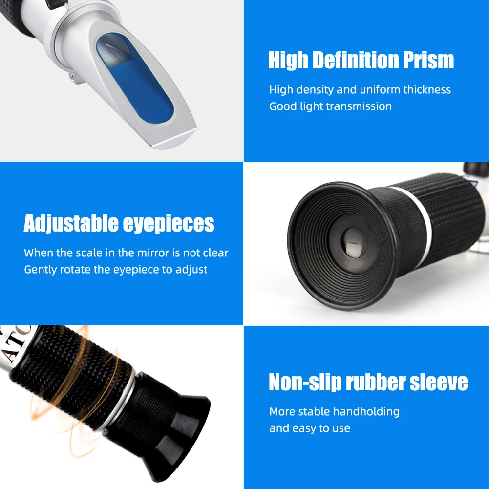 Yieryi Réfractomètre Brix portatif 0-10% Testeur de sucre avec ATC, précision 0,1% pour sève d'érable, jus à faible concentration, bière, eau