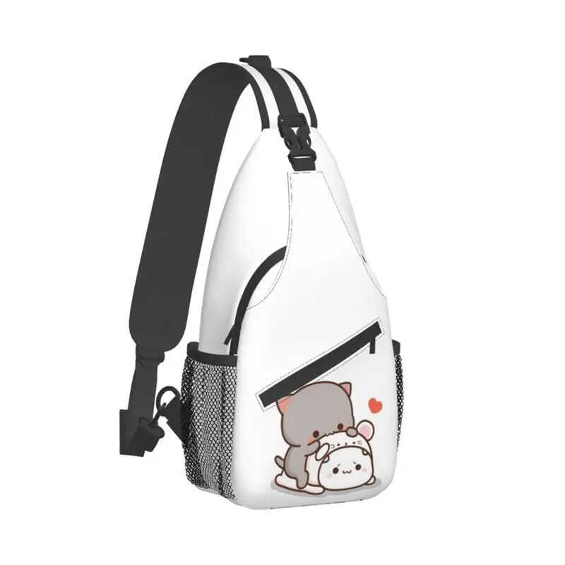 Kawaii Perzik En Goma Mochi Cat Sling Crossbody Rugzak Mannen Custom Schoudertas Voor Reizen Wandelen Dagrugzak