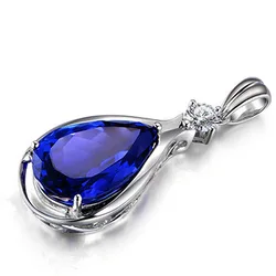 925 Sterling Silver Amethyst Pendant Chain Light Blue Stone Necklace for Woman Classic Family Party Fine Jewelry Chain