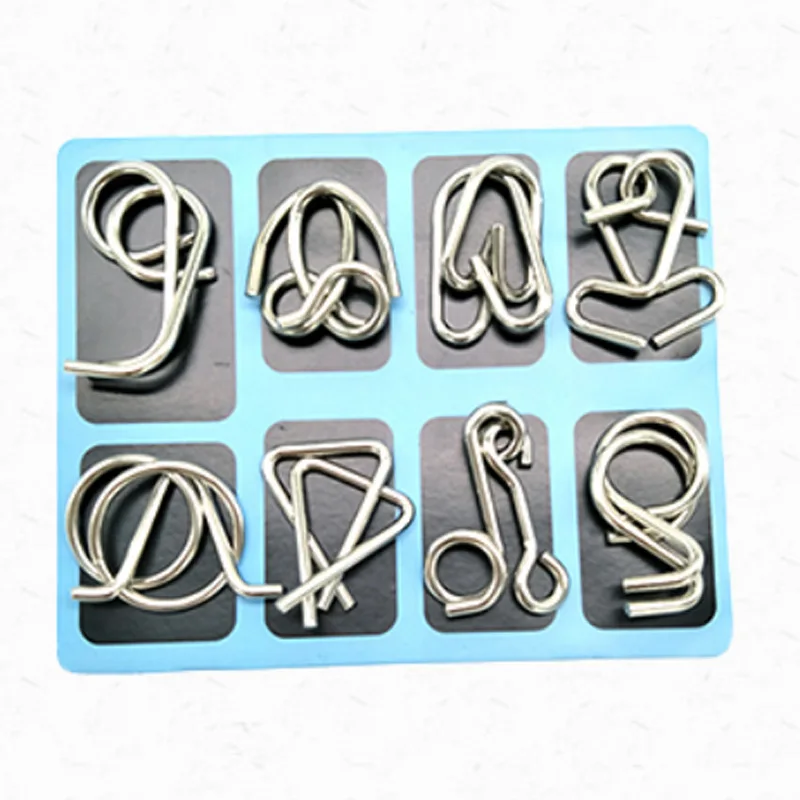 8 teile/satz Metall Montessori Puzzle Draht iq Geist Gehirn Teaser Rätsel Erwachsene interaktive Spiel Reliever Lernspiel zeug