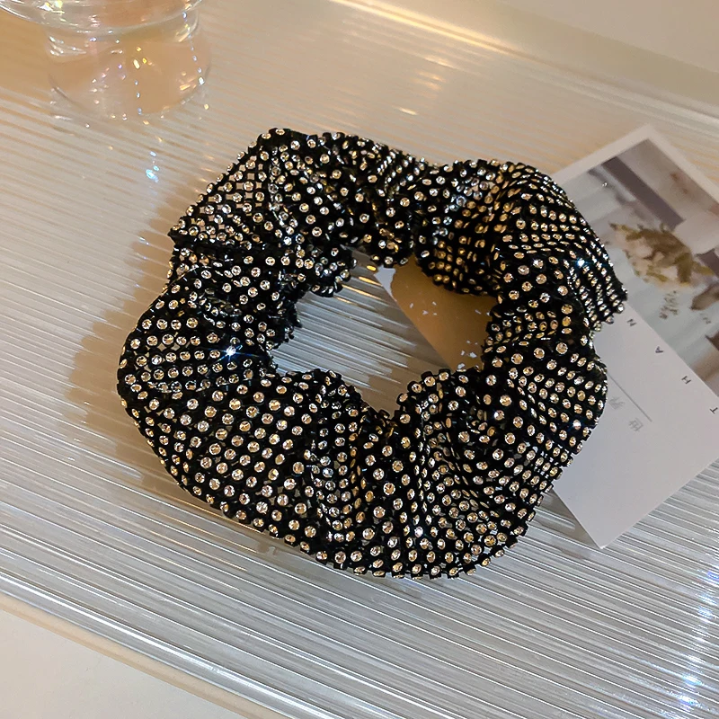 Sparkling Rhinestone Hair Rope Large Intestine Elastic Scrunchies Headband For Ponytail Female Hair Ring Hair Accessories