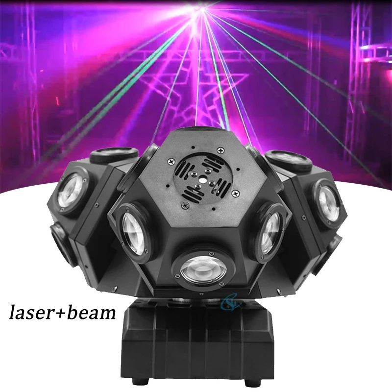 Three Head Rotating 18*10W RGB Moving Head Light Beam Laser Disco Effect Lamp DMX Sound Control KTV Dance Hall Bar