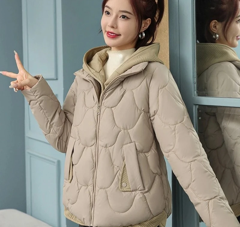 

Winter Hooded Cotton Jacket Women's Two-piece Cotton Jacket Loose Thick Cotton Jacket New Parka Coat