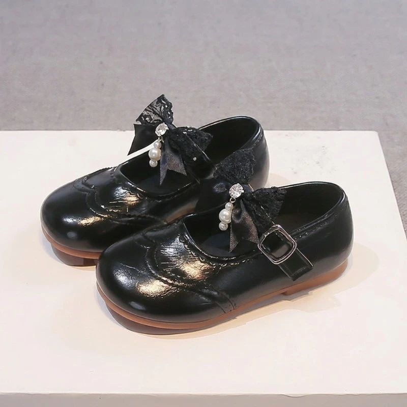 Mädchen-Lederschuhe, einfarbig, vielseitige flache Kinderschuhe, runde Zehen, weiche Sohle, 2026 brandneue Prinzessinnenschuhe für Kinder, rutschfest. – Detail 5