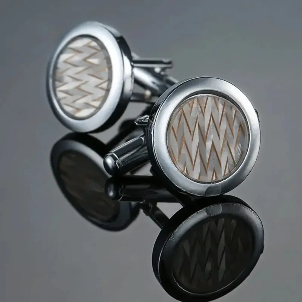 Simple Laser Glossy Copper Metal Cufflinks for Men\'s Fashion French Cuffs Buttons Women\'s Travel Party Dress Accessories Gifts