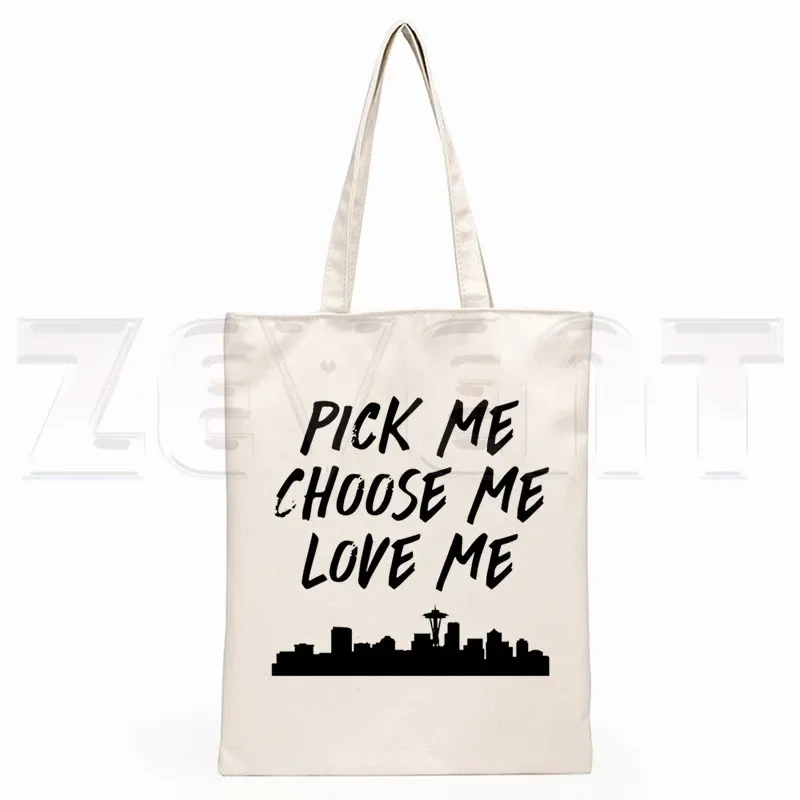 Greys Anatomy You\'re My Person Ullzang Hip Hop Hipster Cartoon Print Shopping Bags Girls Fashion Casual Pacakge Hand Bag