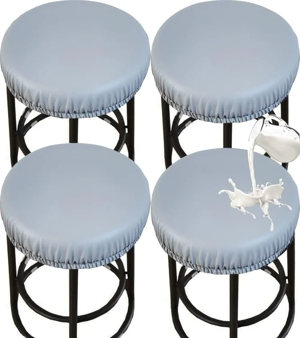 

Stool Covers Round, Stretch Pu Round Bar Stool Covers Waterproof Bar Stool Seat Covers Bar Chair Covers Washable Stool Cushion