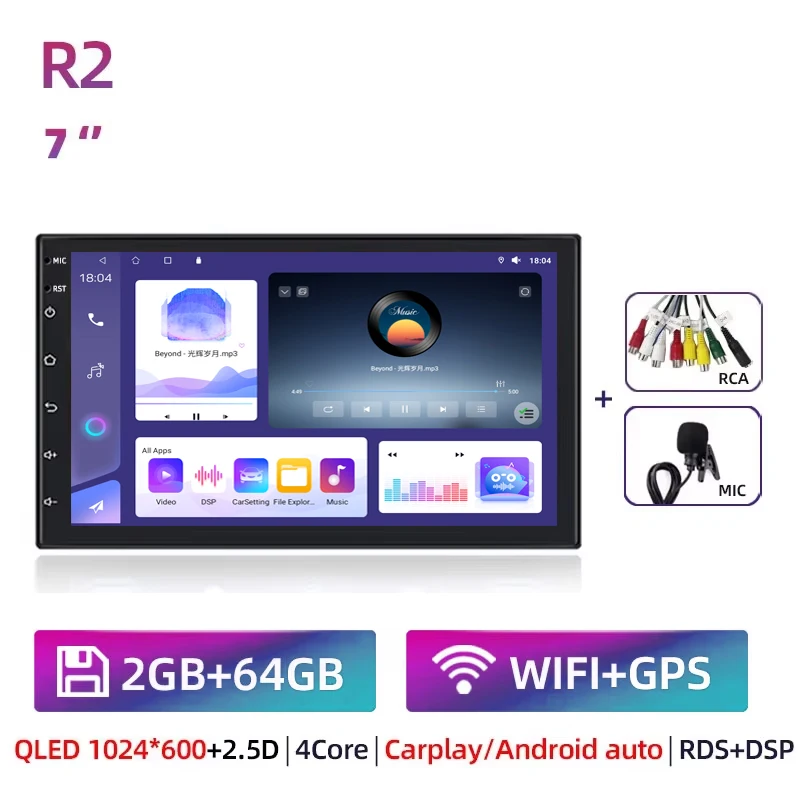 Ruancheng 8G 128G 2 Din Android 14 Autoradio GPS AI Carplay Auto Stereo Universele 7 "voor Volkswagen Nissan Hyundai Kia Toyota