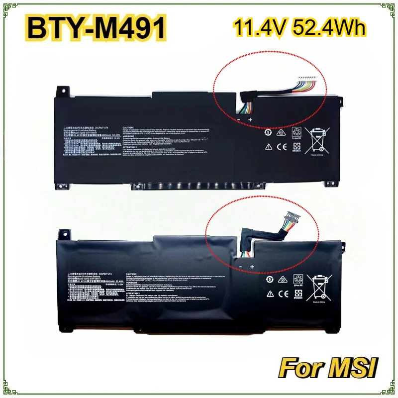 BTY-M491 Laptop Battery for MSI Modern 15 A10M-014  A10RAS-258 A10RB-041TW A10RD A11M A11SB-059 A4MW Prestige14 11.4V 4600mAh