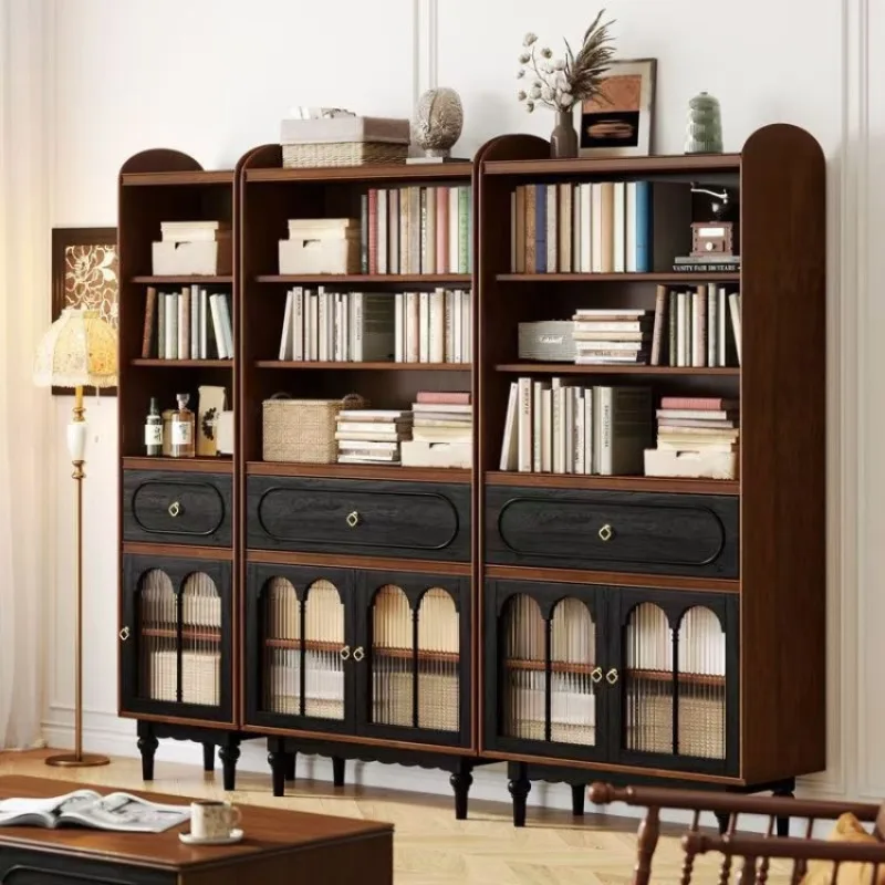 Solid wood bookcase living room against the wall Free combination bookshelf Magazine cabinet Storage display cabinet