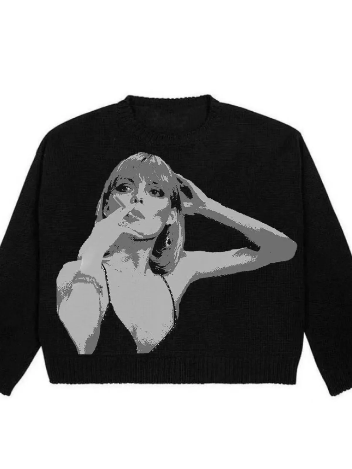 

Сексуальный свободный длинный трикотажный топ для женщин, уличный круглый пуловер из полиэфирного волокна, осенняя модная повседневная одежда