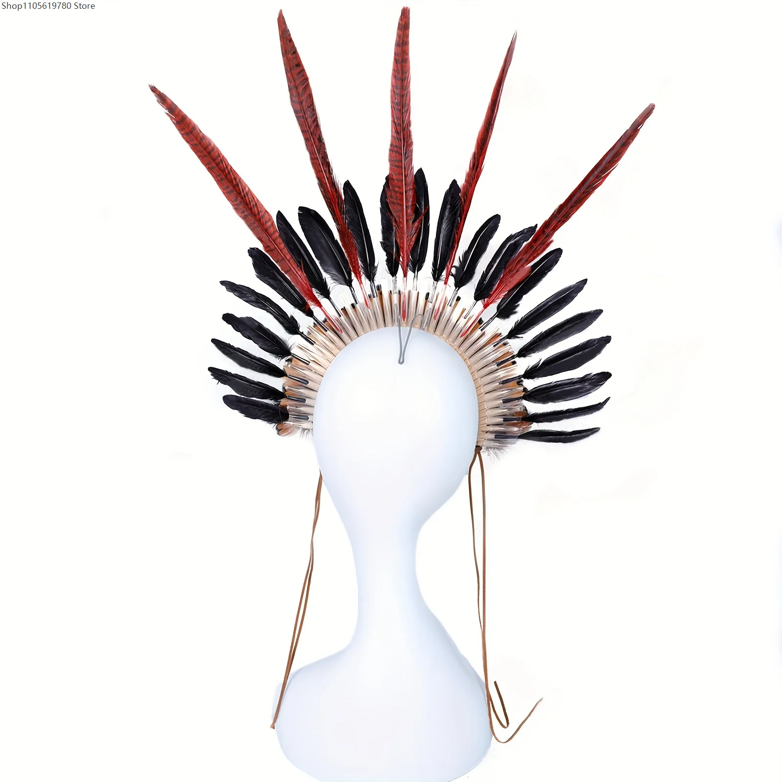 Retro Ornate Detachable Feather Decor Headpiece Cosplay Costume Accessory For Halloween Holiday Carnival Masquerade