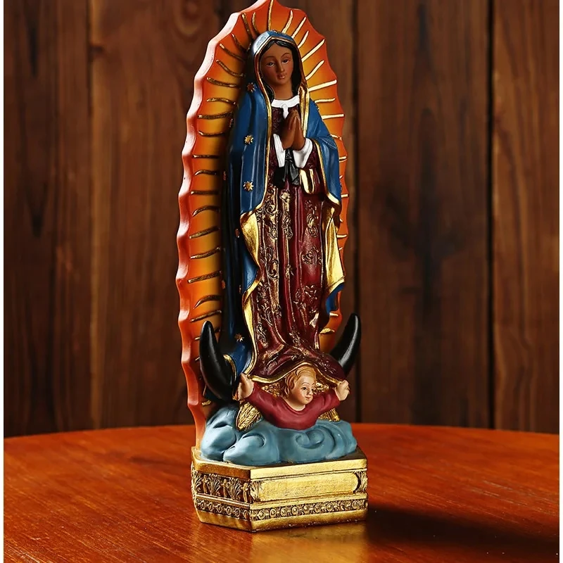 Mexico Our Lady of Guadalupe Statue Figurine Catholic Sculpture Resin Home Office Religious Decoration Ornament Crafts