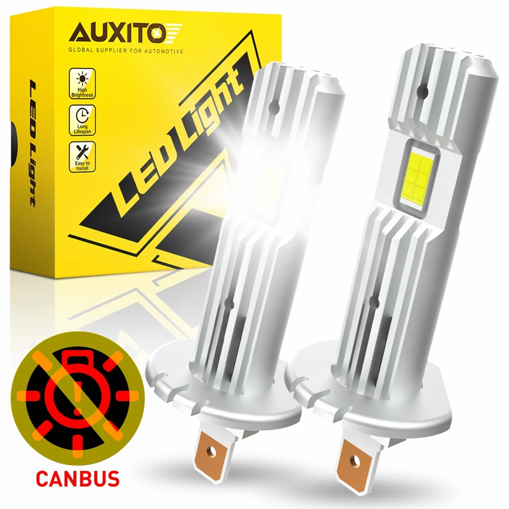 AUXITO Error Free H1 LED Canbus Headlight Bulb Super Bright H1 LED Fog Lights Car Head Light Fanless 12V Plug & Play Mini Size