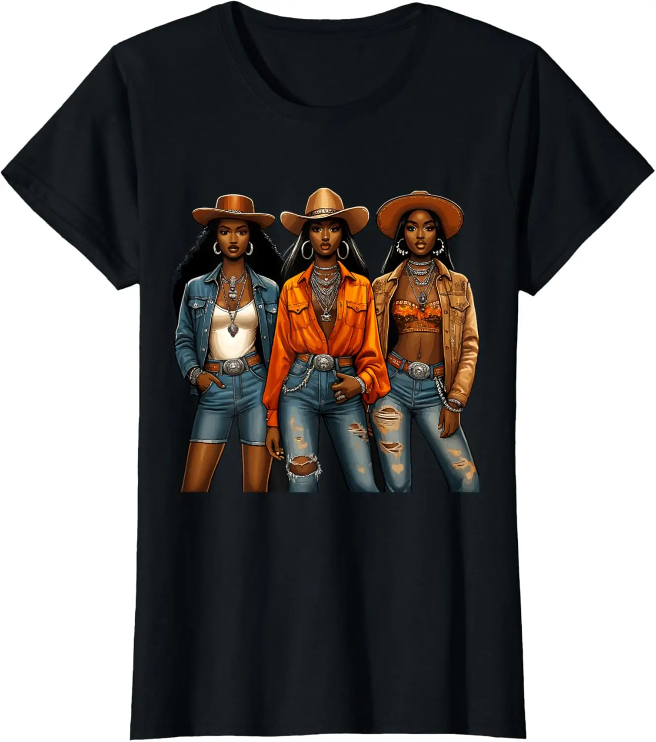 

Футболка Black Cowgirl Melanin Western Rodeo Texas Black History