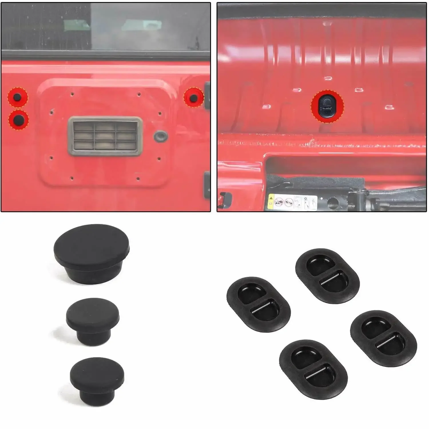 Rubber Tailgate Plug Rear Door Floor Plug Kit for Jeep Wrangler 2007-2020 JK JL Unlimited 2/4 doors,Jeep JK Models & Up 7PCS