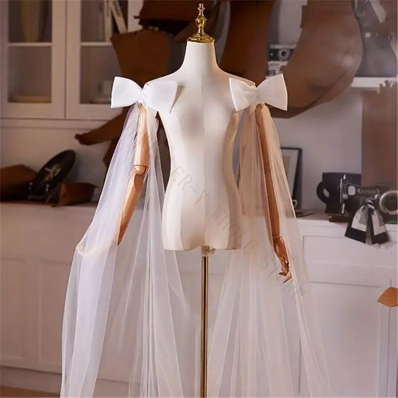 R7UF Breathable Netting Bridal Shoulder Wrap Adjustable False Sleeves Summer Wedding Accessory