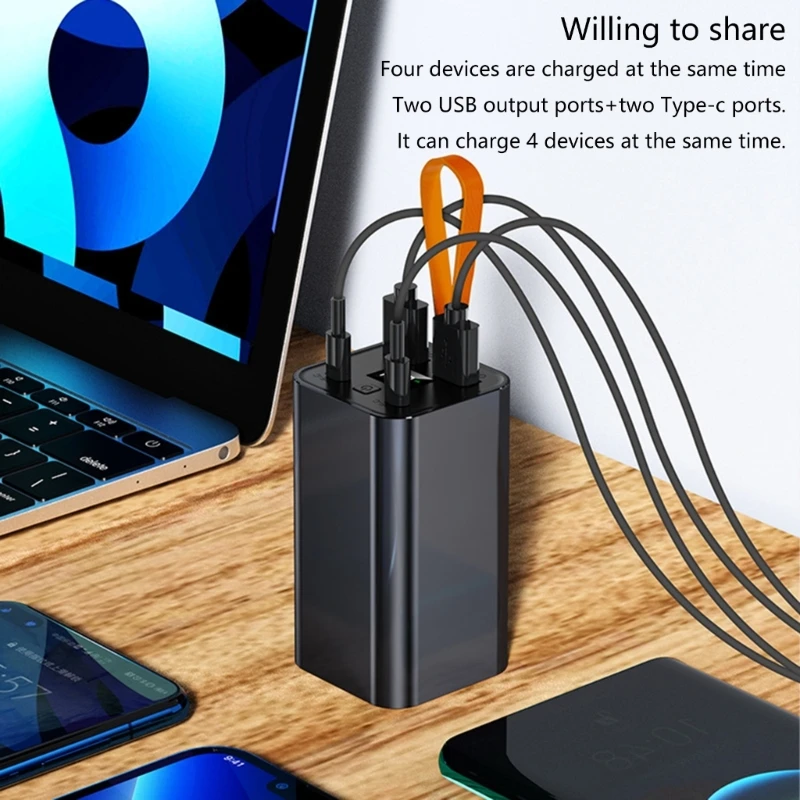 100W vermogen Draagbare lasoplaadbehuizing Type C PowerBank-behuizing Mobiele nood-PowerBank-behuizing Geen batterij
