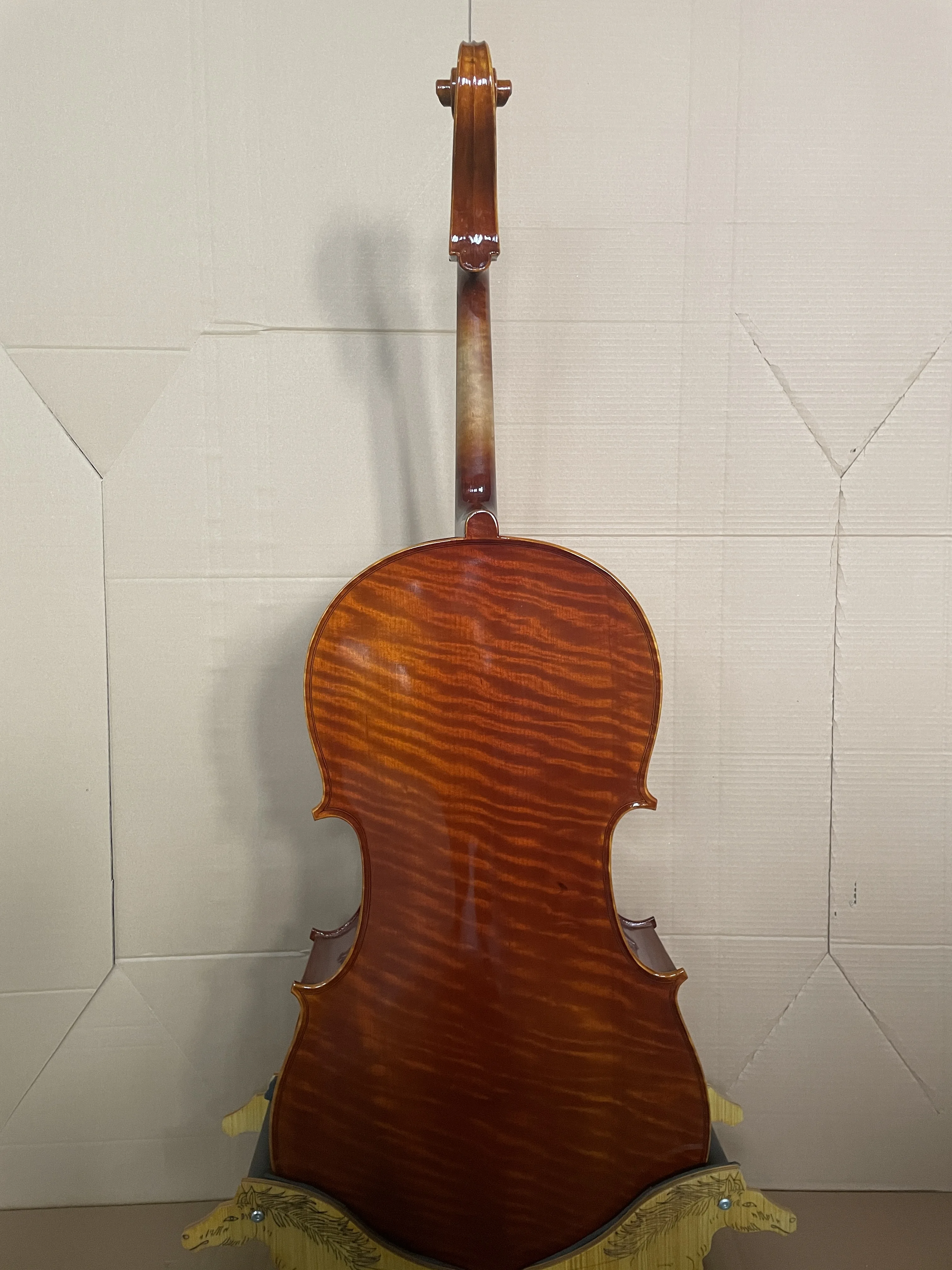 Advanced cello, handmade, tiger patterned maple wood, Stradi style, acoustic cello, 4/4 size