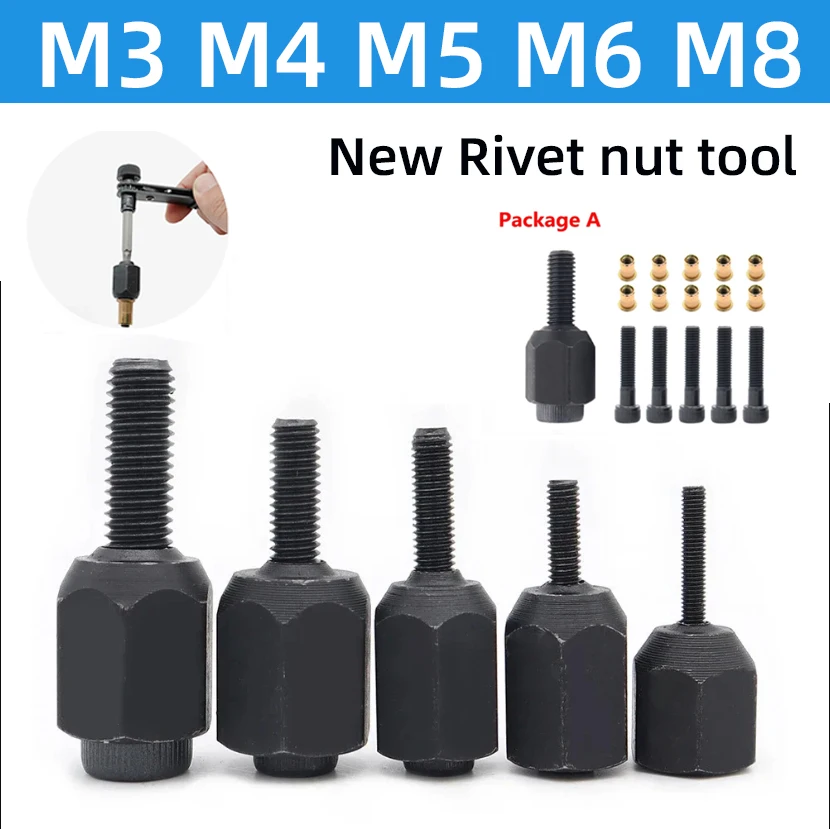 New Rivet Nut Tool M3 M4 M5 M6 M8 Thin Iron Manual Electric Riveter Flat Head Threaded Rivnut Tool Accessory Simple Installation