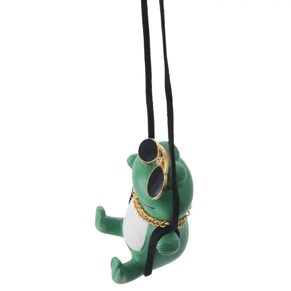 5*4*6cm Swinging Frog Car Hanging Ornament Frog Shape Gypsum Plaster Car Pendant Decoration Green