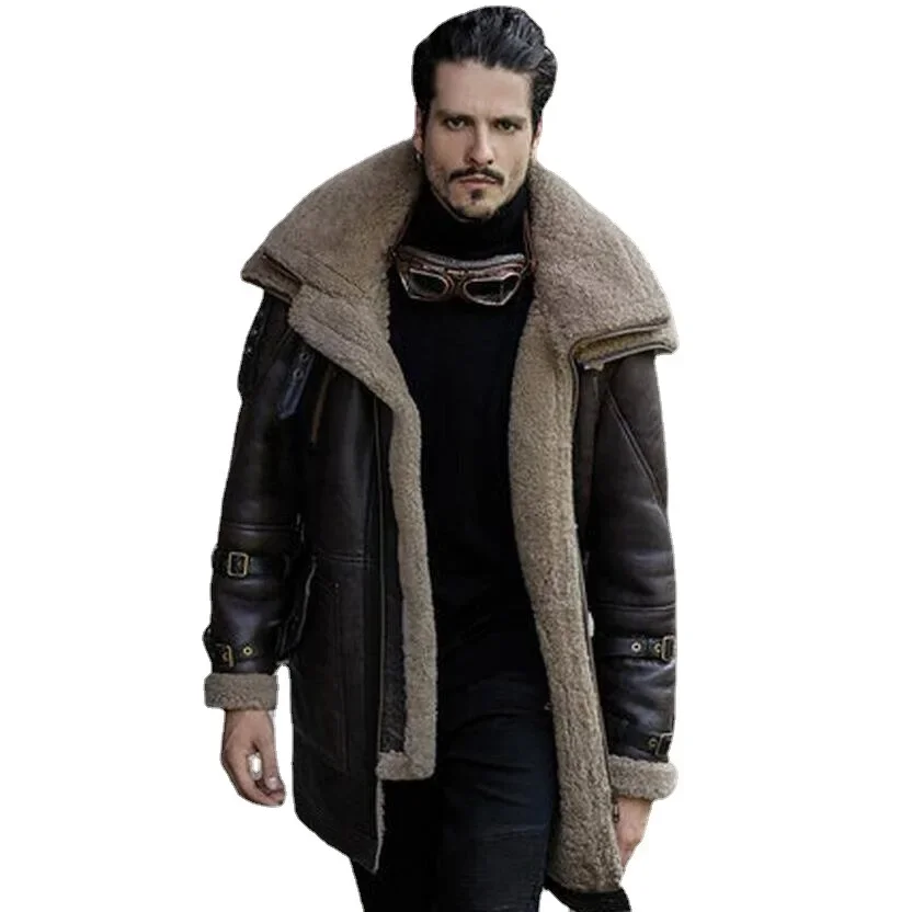 Men Winter New Imitation Leather Velvet Men\'s Coat Popular Thickened Coat Jacket Long Sleeve
