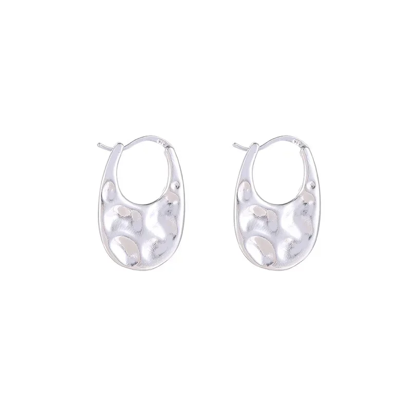 925 Sterling Silver Geometric Irregular Square Cutouts Hoop Earrings For Women Party Wedding Accessories Jewelry Christmas Gifts