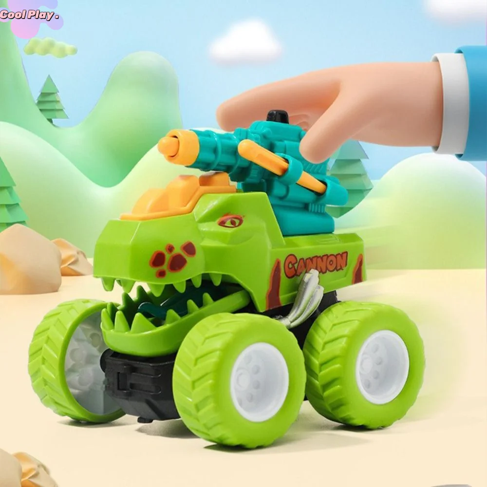 

Cartoon Design Dinosaur Car Toy Ballistic Launch One Step Transform Pull-back Vehicle Mini Size Inertial Sliding